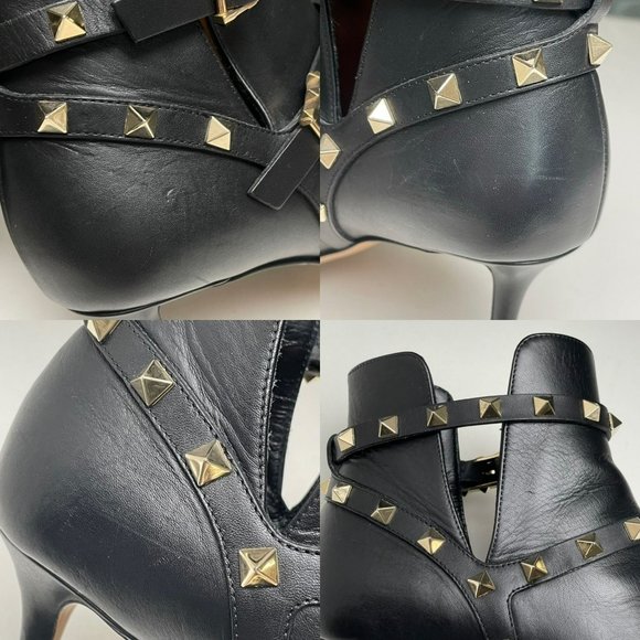 VALENTINO Garavani Black Leather Rockstud Moto Ankle Booties - IT 39/US 9 - Picture 10 of 11